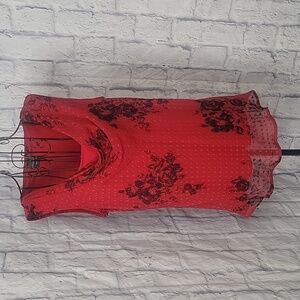COVINGTON Red‎ and Black Floral Sleeveless Cowl Neck Women's Blouse Large